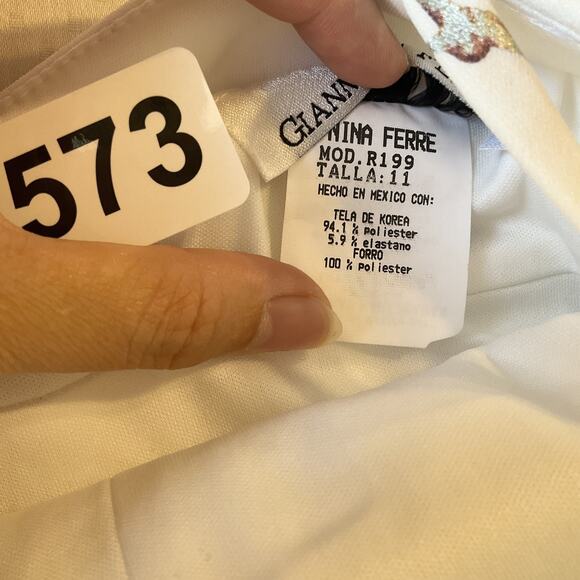 Giannloui Ferre Women Dress 11 White Floral A-Line R199 Sleeveless High Low - Picture 3 of 12